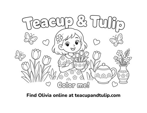 Teacup girl coloring page