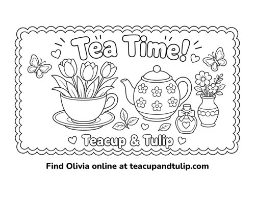 Tea time coloring page
